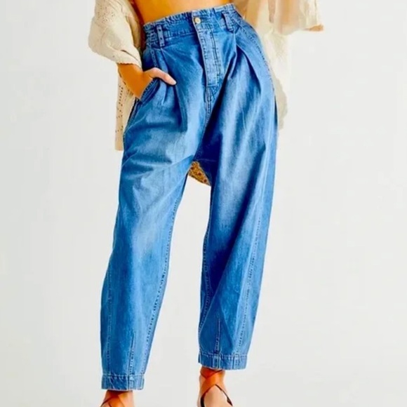 Free People Brown Sawyer Pull On Boyfriend Jeans - Picture 2 of 4